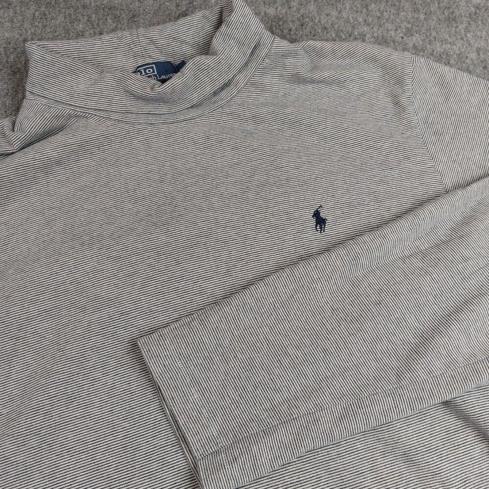 VTG Polo Ralph Lauren Men's XLarge Turtleneck Shirt Blue Striped Preppy Rugby